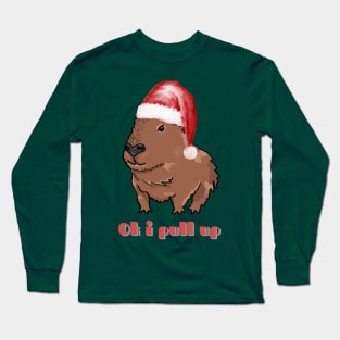 Ok I Pull Up Christmas Capybara Long Sleeve T-Shirt